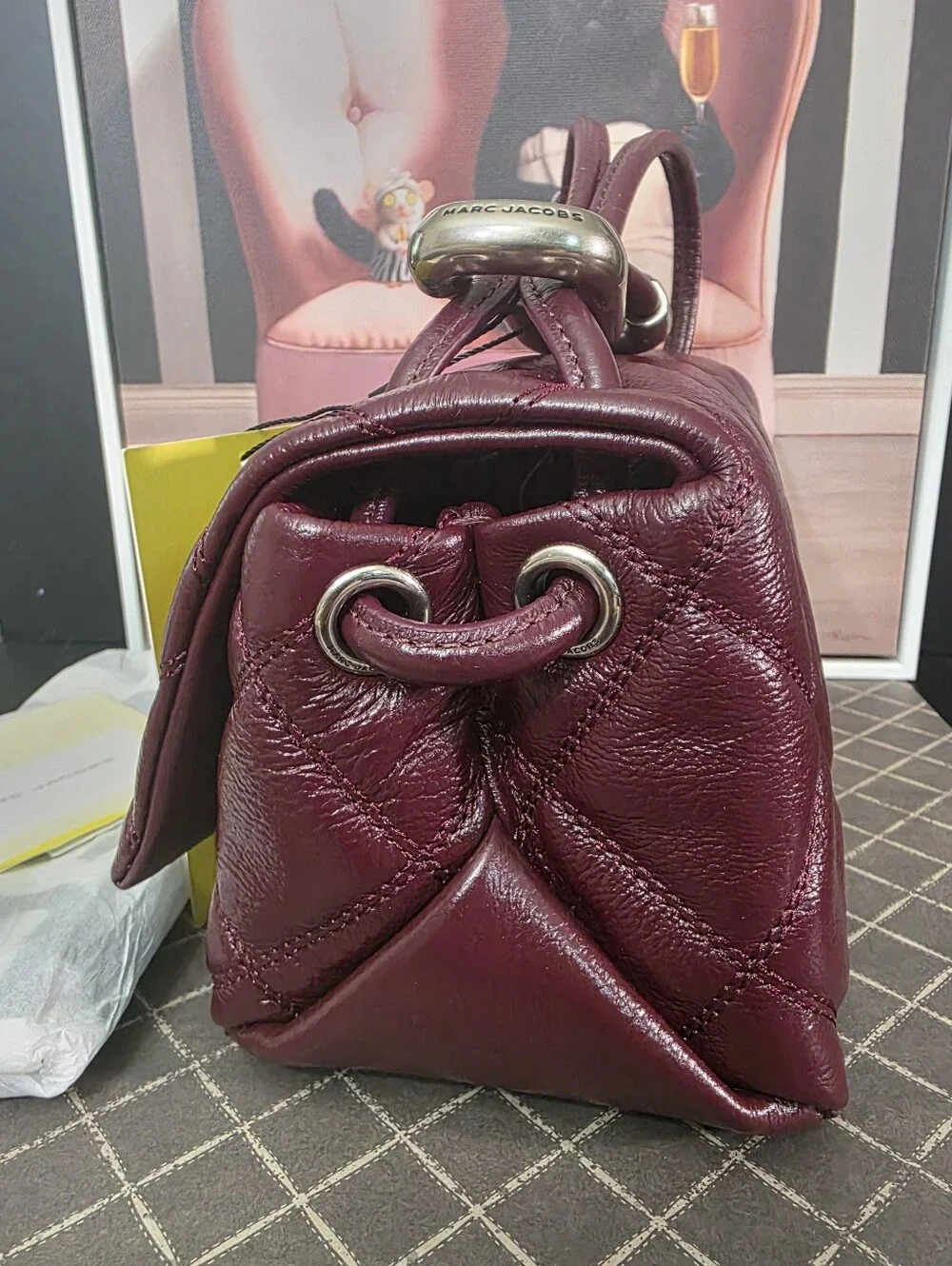 Marc Jacobs Quilted Leather Top-Handle Bag in Bordeaux